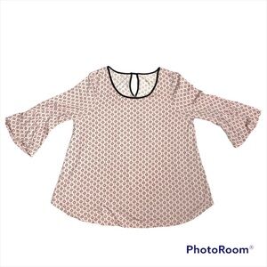 Kate Spade Pajama Top Floral , Pink peach and grey size Small 3/4 sleeves